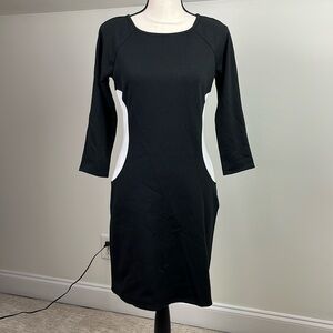 laundry by Shelli Segal Dress Black White Long Sleeve 6